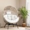 Costway Oversized Egg Style Chair with Cushions & Headrest Heavy-Duty Metal Frame for Yard Off White/Grey/Black